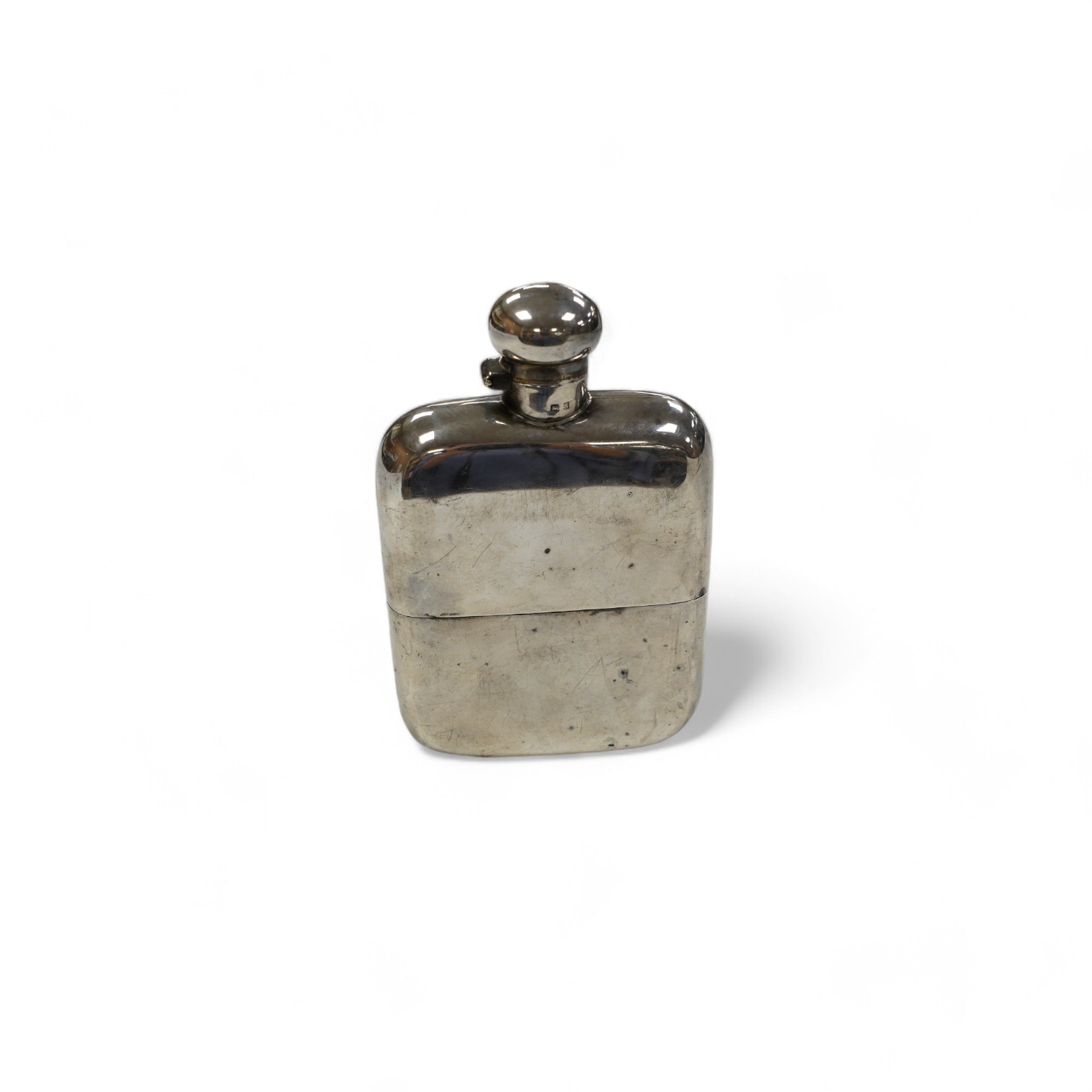 A George V silver hip flask, by Charles S. Green & Co, Birmingham, 1917, 14.5cm. Condition - poor